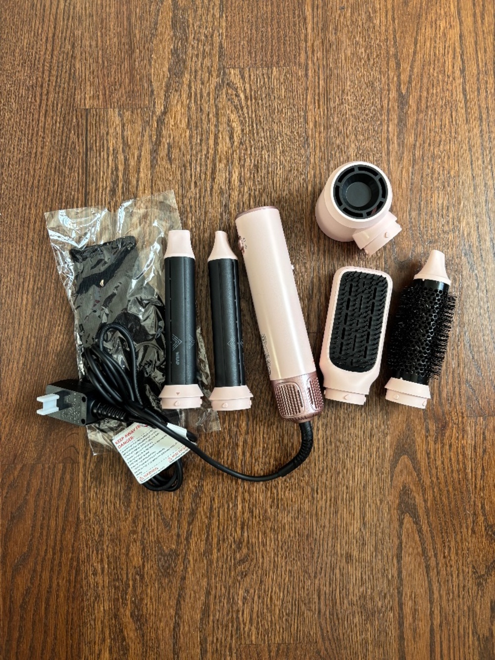 5-in-1 Hot Air Hair Styler Dryer Curling & Volumizing Brush Set Pink